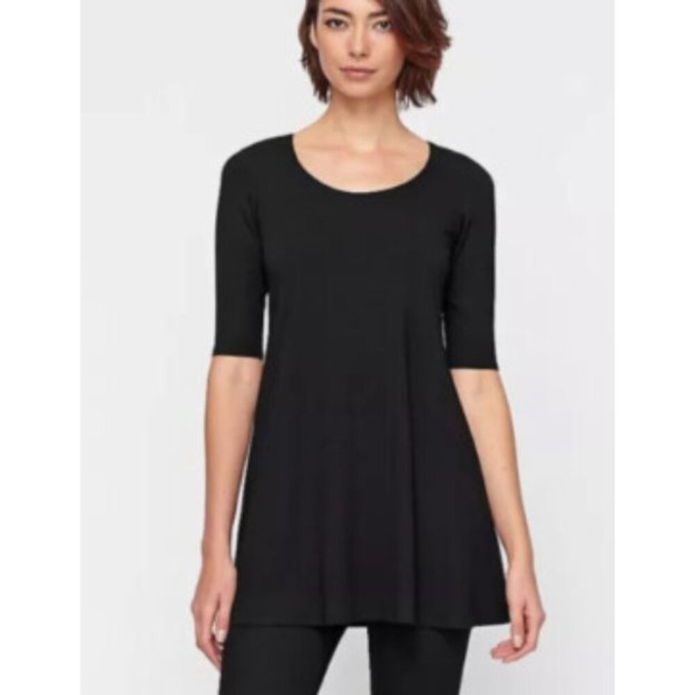 EILEEN FISHER black stretch jersey swing tunic in black size M